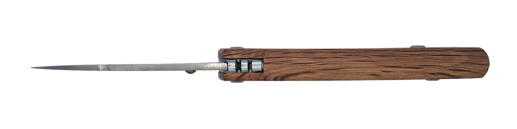 Couteau pliant Fjord – lame Carbonox ultra-tranchante 90mm – manche chêne vert – fabriqué en France - vue dessus.