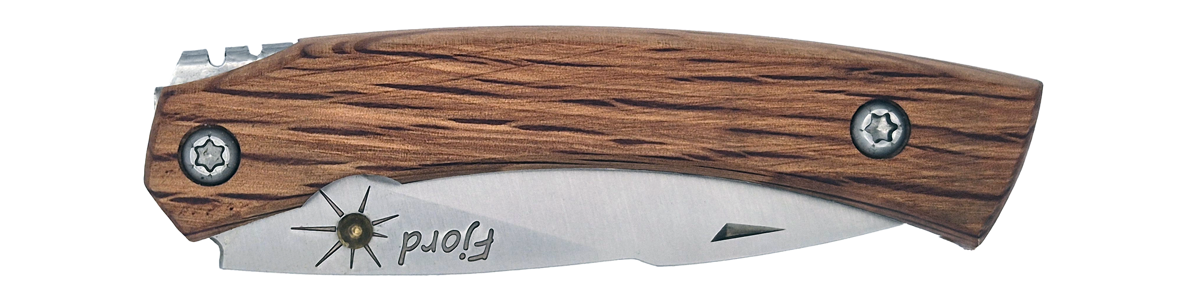 Couteau pliant Fjord – lame Carbonox ultra-tranchante 90mm – manche chêne vert – fabriqué en France - vue plié.