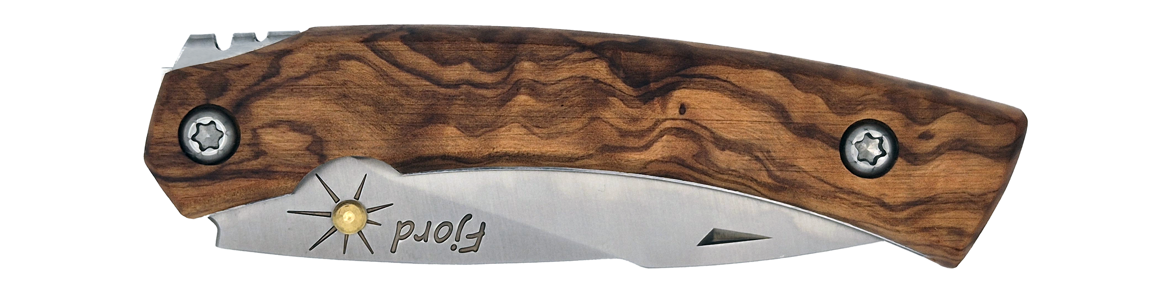 Couteau pliant Fjord – lame Carbonox ultra-tranchante 90mm – manche olivier – fabriqué en France - vue plié.