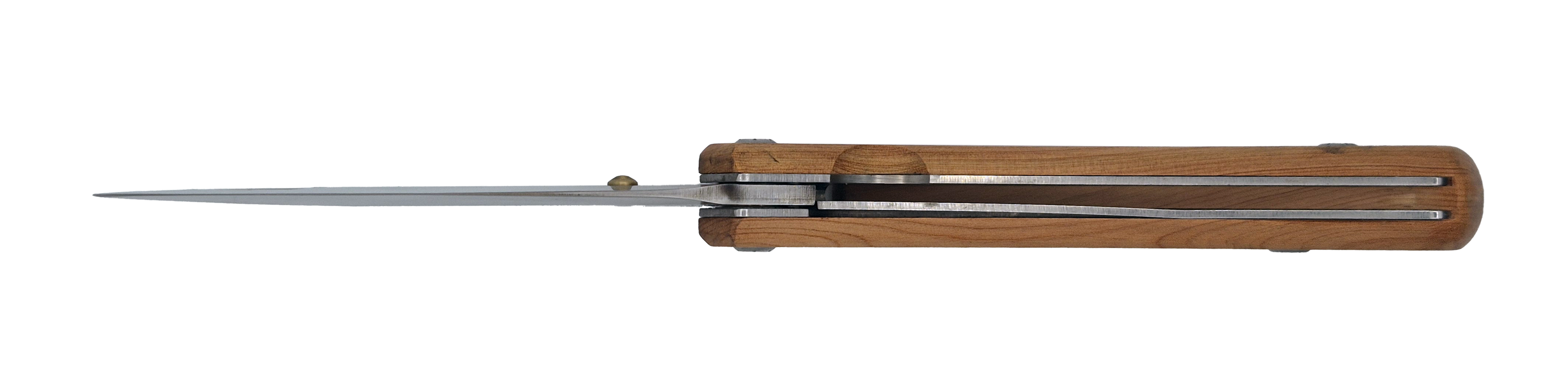 Couteau pliant Fjord – lame Carbonox ultra-tranchante 90mm – manche bois genévrier – fabriqué en France - vue dessous.