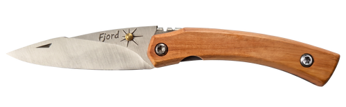 Couteau pliant Fjord – lame Carbonox ultra-tranchante 90mm – manche bois genévrier – fabriqué en France - vue de face.