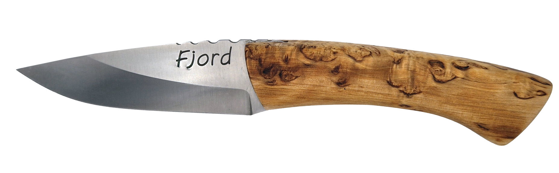 Couteau droit Fjord – lame Carbonox  – manche bois bouleau nordique – fabriqué en France - Vue de face.