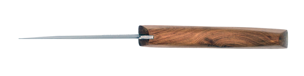 Couteau droit Fjord – lame Carbonox  – manche bois genévrier – fabriqué en France - Vue dessous.
