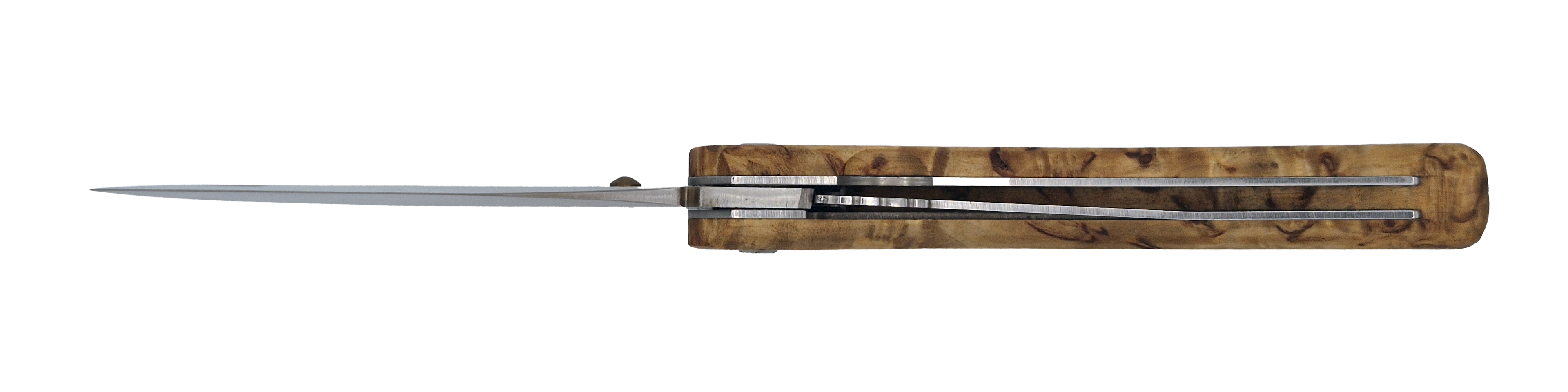 Couteau pliant Le Paysan – lame Carbonox ultra-tranchante 90mm – manche bois bouleau nordique – fabriqué en France - vue dessous.