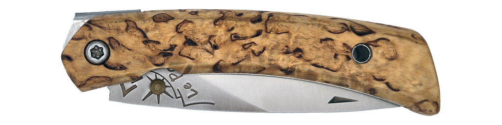 Couteau pliant Le Paysan – lame Carbonox ultra-tranchante 90mm – manche bois bouleau nordique – fabriqué en France - vue plié.
