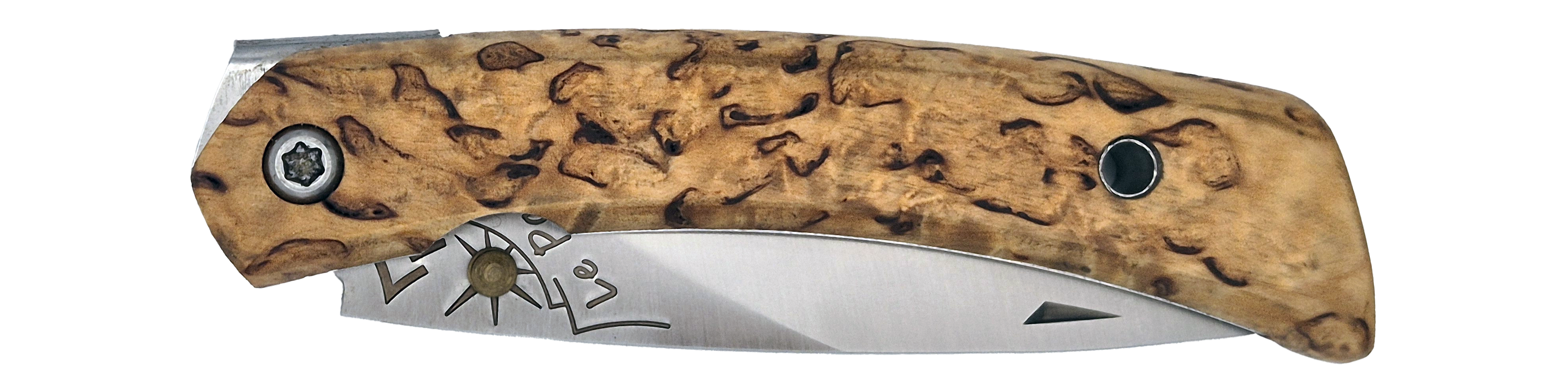 Couteau pliant Le Paysan – lame Carbonox ultra-tranchante 90mm – manche bois bouleau nordique – fabriqué en France - vue plié.