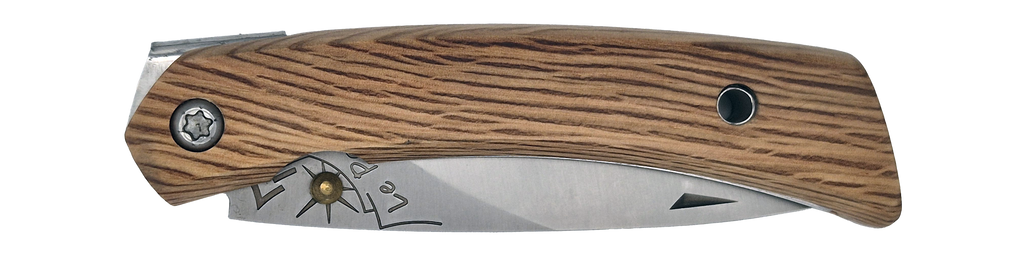 Couteau pliant Le Paysan – lame Carbonox ultra-tranchante 90mm – manche bois chêne vert – fabriqué en France - vue plié.