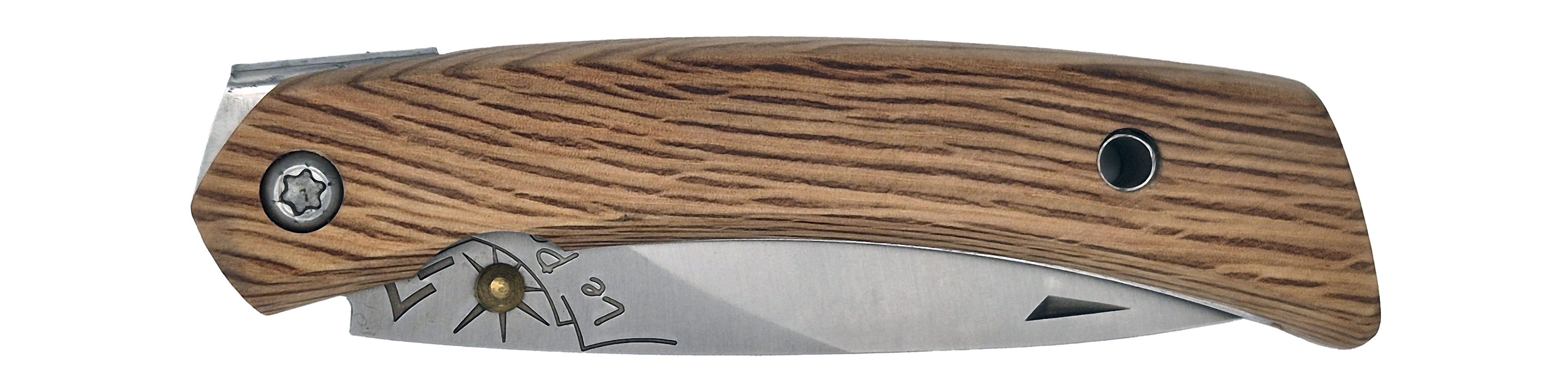 Couteau pliant Le Paysan – lame Carbonox ultra-tranchante 90mm – manche bois chêne vert – fabriqué en France - vue plié.