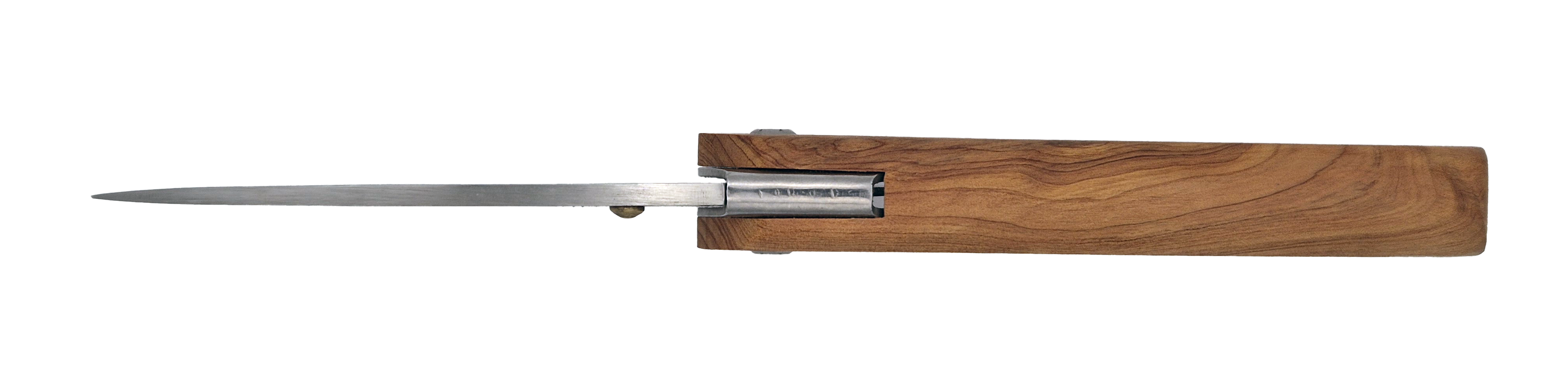 Couteau pliant Le Paysan – lame Carbonox ultra-tranchante 90mm – manche bois genévrier – fabriqué en France - vue dessus.