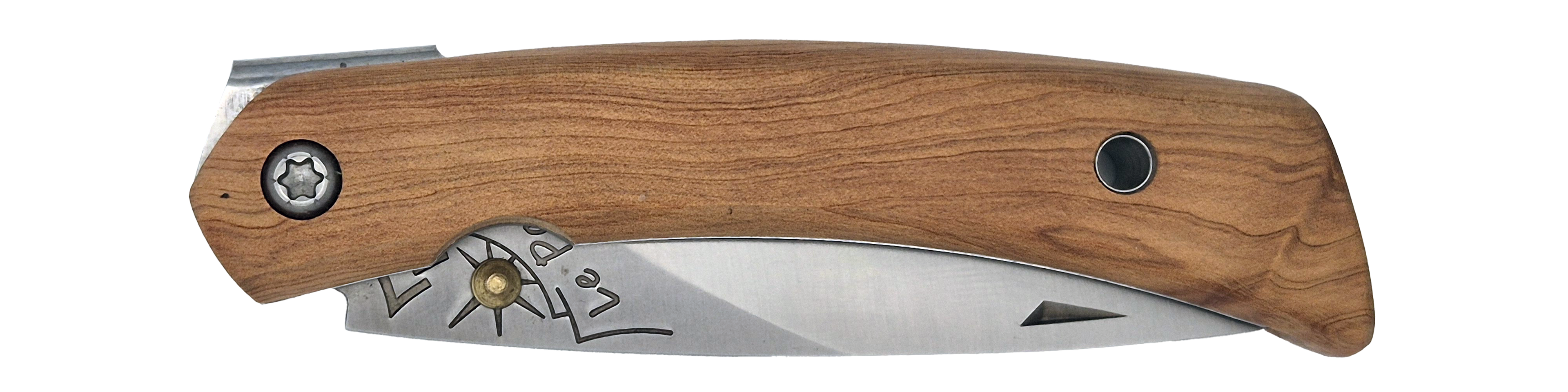 Couteau pliant Le Paysan – lame Carbonox ultra-tranchante 90mm – manche bois genévrier – fabriqué en France - vue plié.
