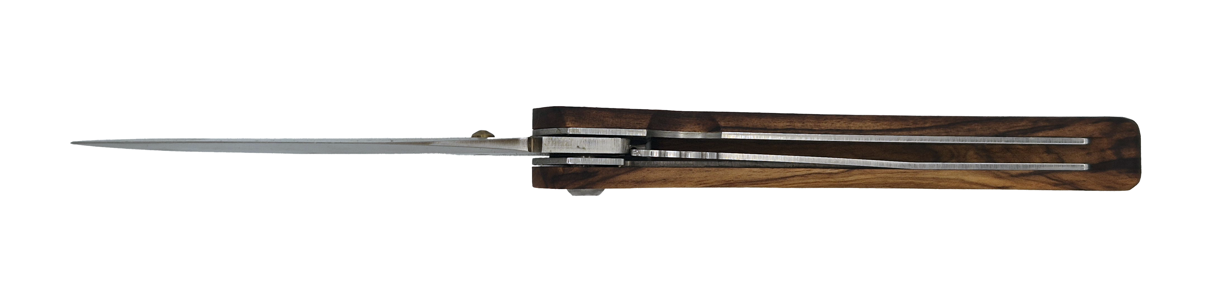 Couteau pliant Le Paysan – lame Carbonox ultra-tranchante 90mm – manche bois noyer – fabriqué en France - vue dessous.