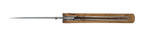 Couteau pliant Le Montagnard – lame Carbonox ultra-tranchante 90mm – manche genévrier – fabriqué en France - vue dessous + étui couteau cuir noir