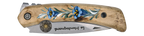 Couteau pliant Le Montagnard – lame Carbonox 90mm gravure edelweiss – manche bois boueau nordique gentiane – fabriqué en France - Vue plié.