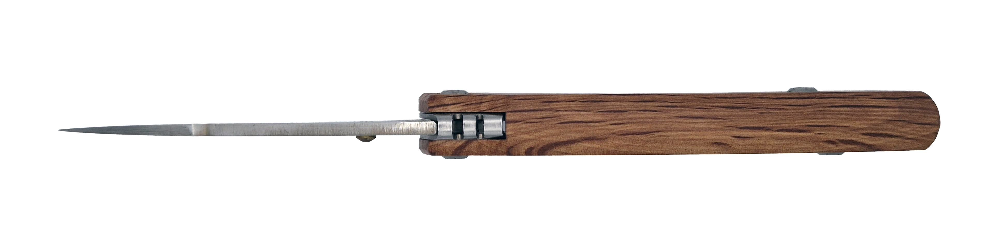 Couteau pliant Taïga – lame Carbonox ultra-tranchante 90mm – manche bois chêne vert – fabriqué en France - vue dessus.