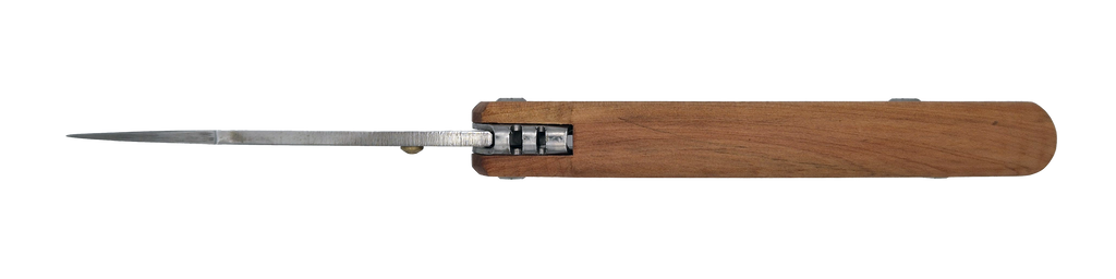 Couteau pliant Taïga – lame Carbonox ultra-tranchante 90mm – manche genévrier – fabriqué en France - vue dessus.