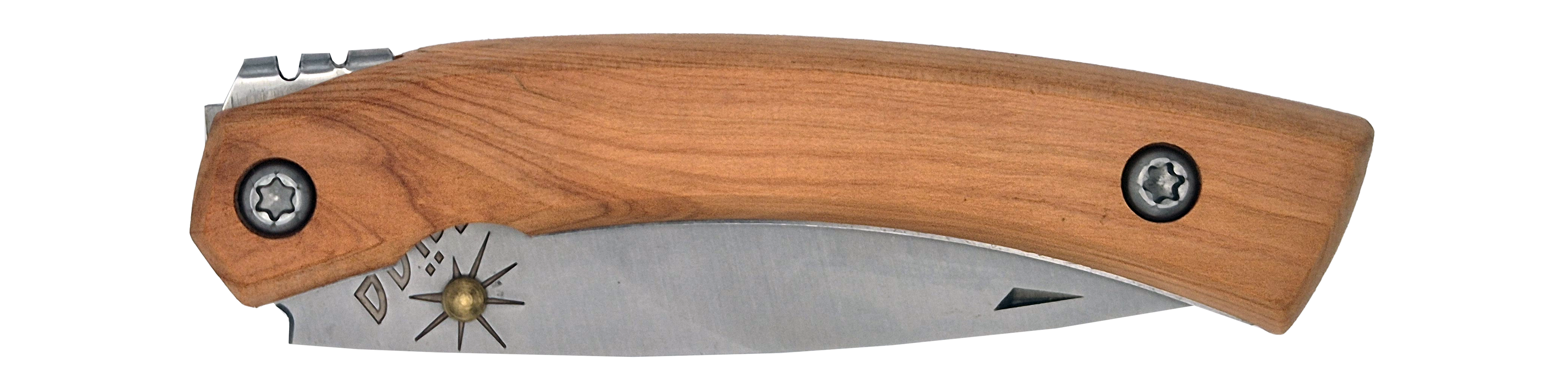 Couteau pliant Taïga – lame Carbonox ultra-tranchante 90mm – manche genévrier – fabriqué en France - vue plié.