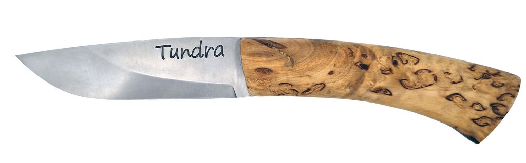 Couteau droit Tundra – lame Carbonox ultra-tranchante – manche bouleau nordique – fabriqué en France - vue de face.