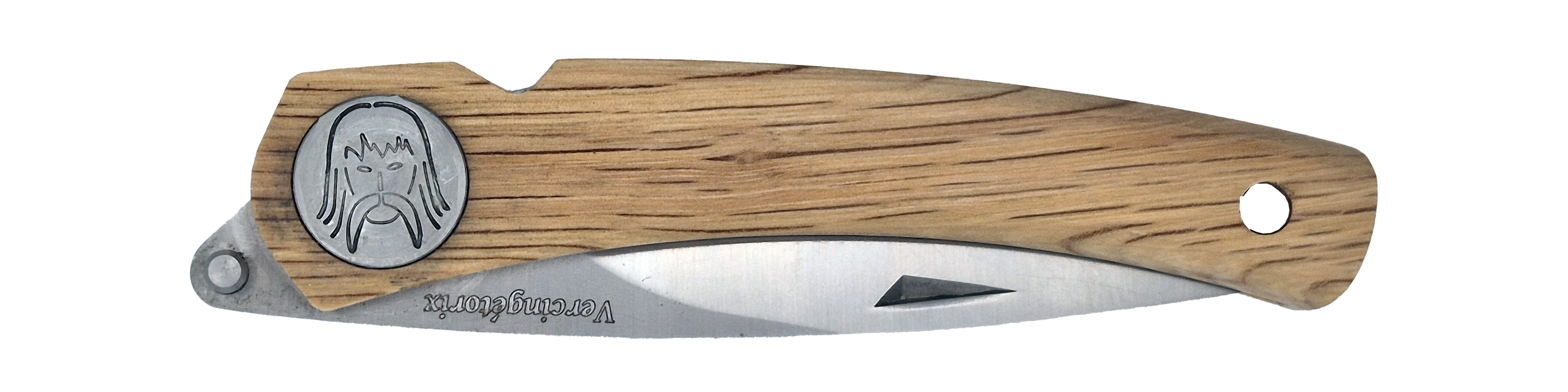 Couteau pliant Vercingétorix – lame Carbonox ultra-tranchante 90mm – manche bois chêne vert – fabriqué en France - vue plié.