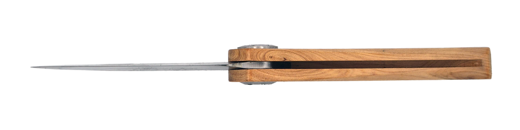 Couteau pliant Vercingétorix – lame Carbonox ultra-tranchante 90mm – manche bois genévrier – fabriqué en France - vue dessous
