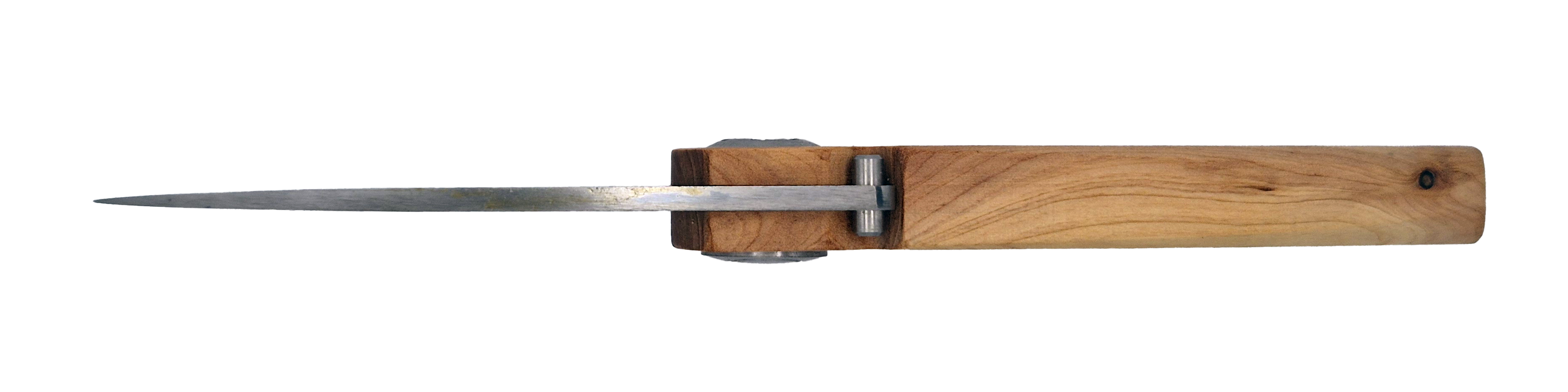 Couteau pliant Vercingétorix – lame Carbonox ultra-tranchante 90mm – manche bois genévrier – fabriqué en France - vue dessus.