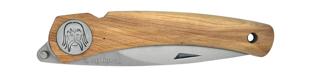 Couteau pliant Vercingétorix – lame Carbonox ultra-tranchante 90mm – manche bois genévrier – fabriqué en France - vue plié.